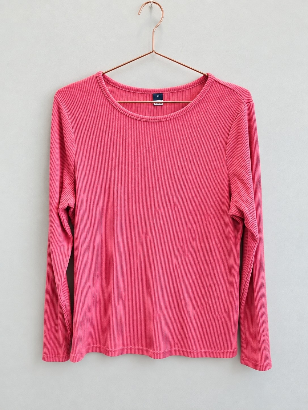 Women's Pink Ribbed Long-Sleeve Top Old NAVY